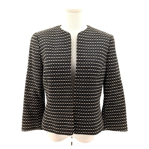 Anne Klein Jackets & Blazers - Anne Klein Textured‎ Embroidered Blazer Brown Khaki Career Jacket Size 8